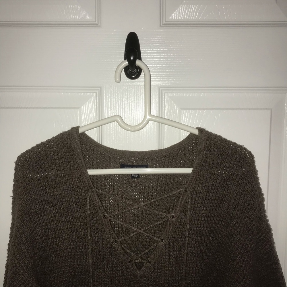 American Eagle Tie V-Neck Sweater